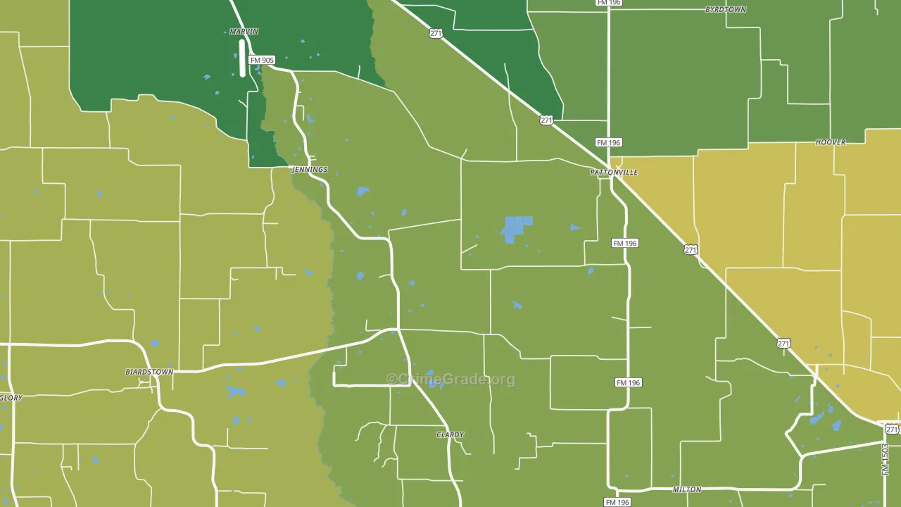 Pattonville, TX Map of Murder Rates