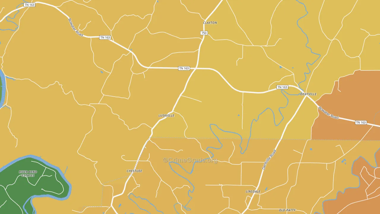 Patty, TN Map of Murder Rates
