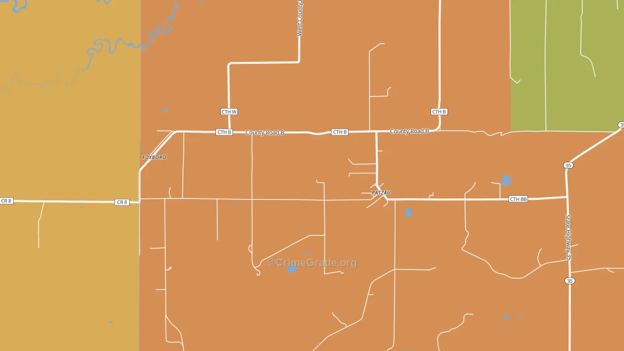 Patzau, WI Map of Murder Rates
