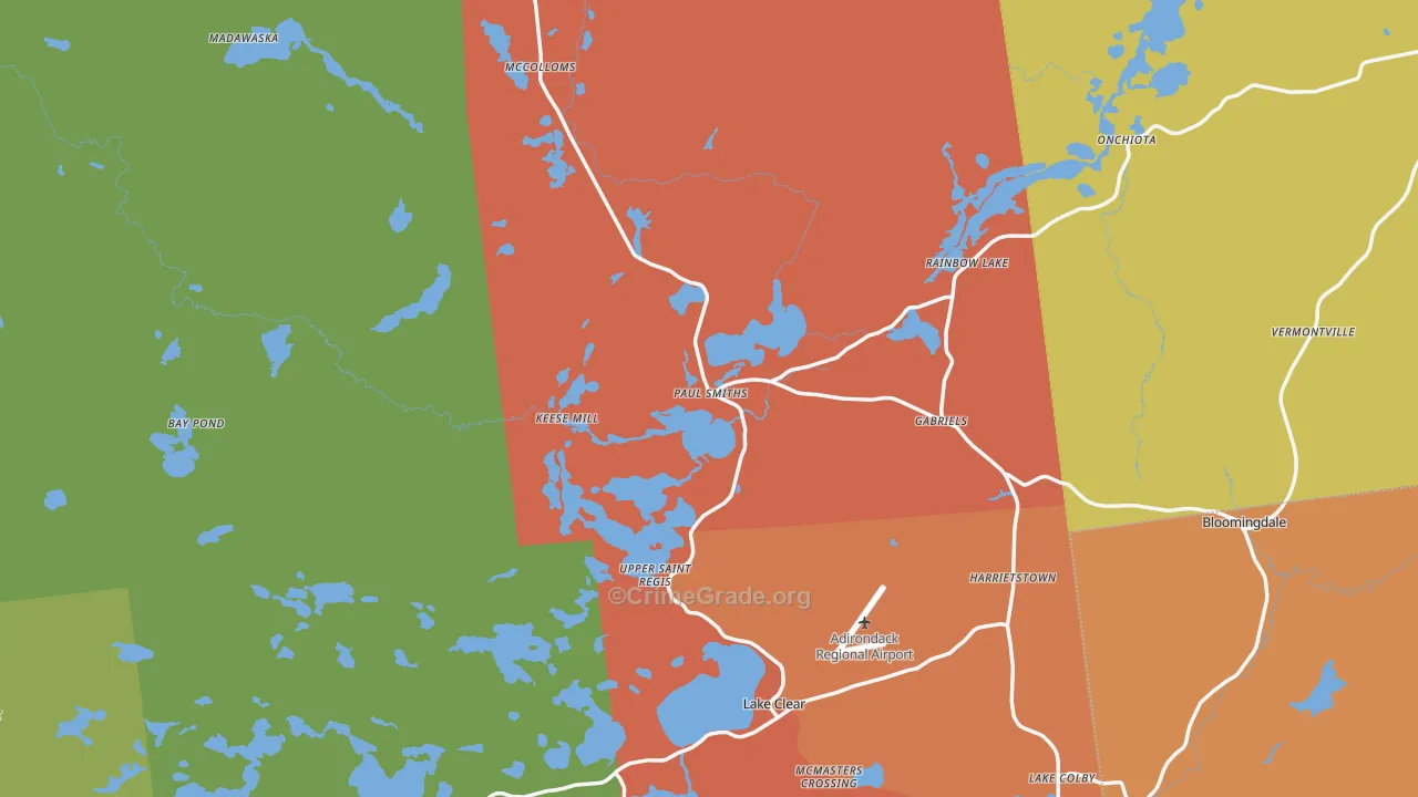 Paul Smiths, NY Map of Murder Rates