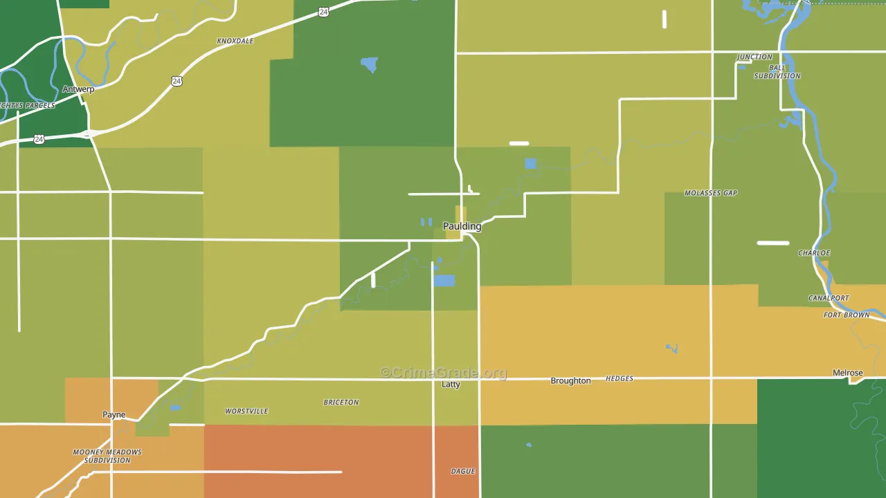 Paulding County, OH Map of Murder Rates