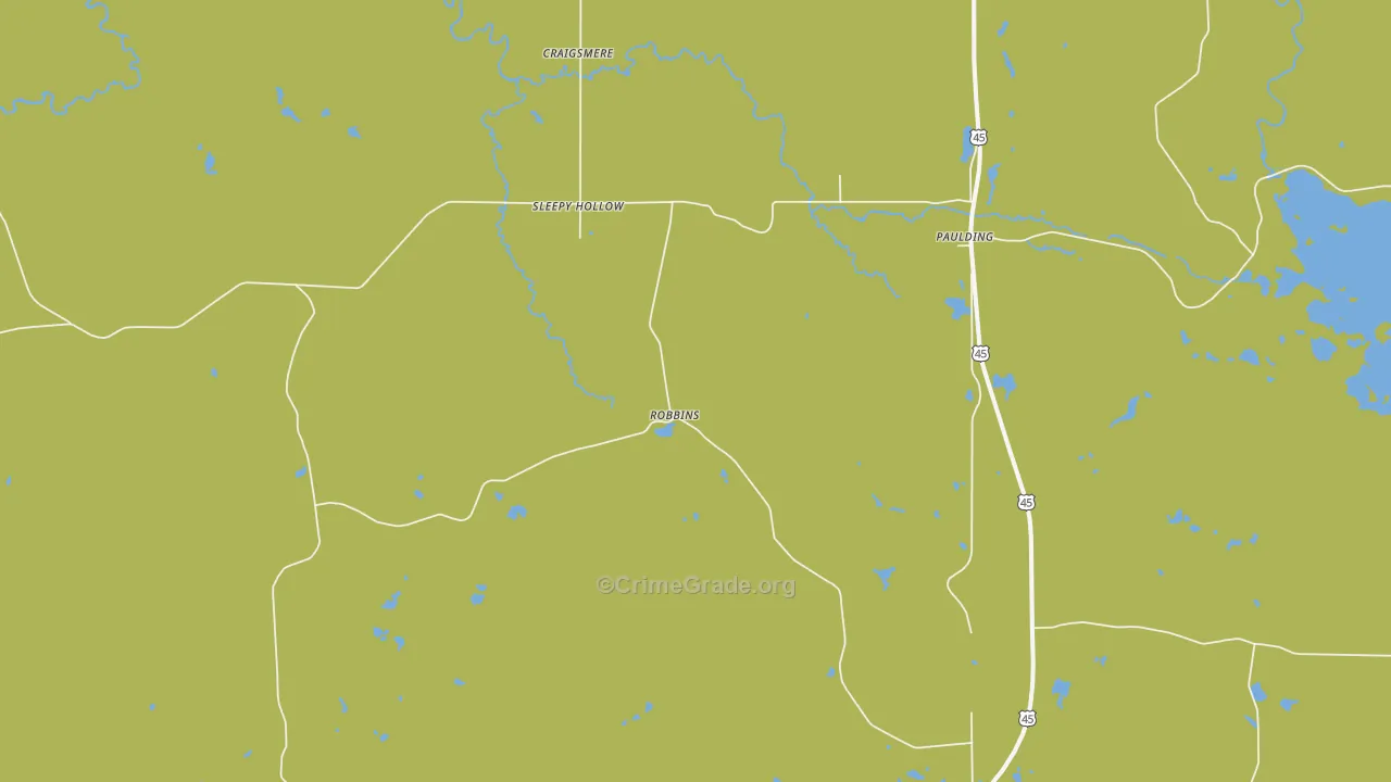 Paulding, MI Map of Murder Rates