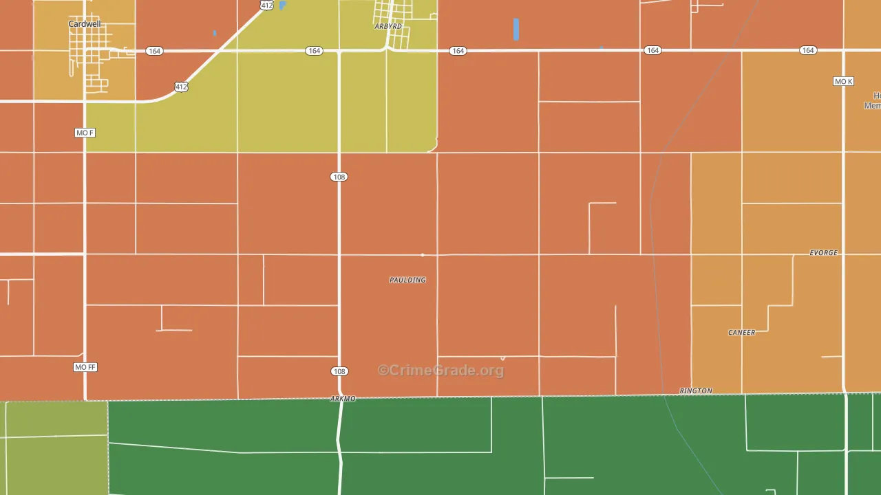 Paulding, MO Map of Murder Rates