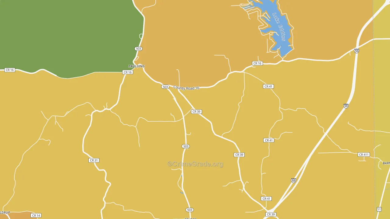 Paulding, MS Map of Murder Rates