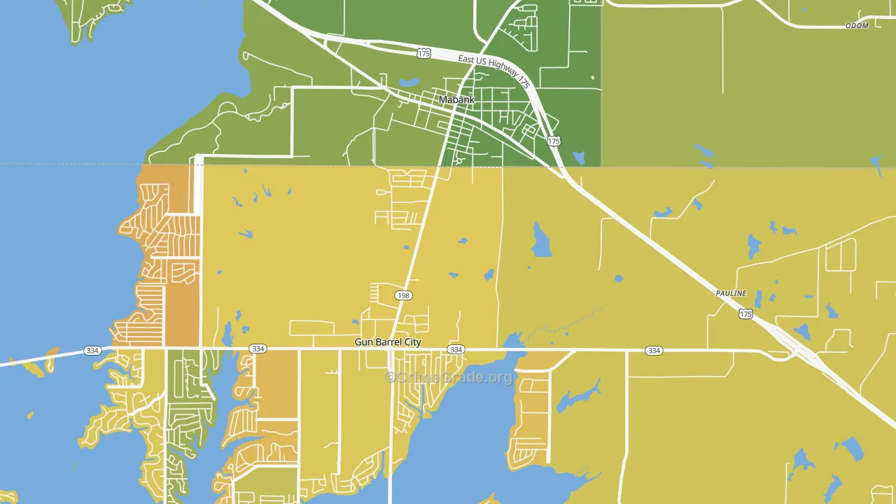 Pauline, TX Map of Murder Rates