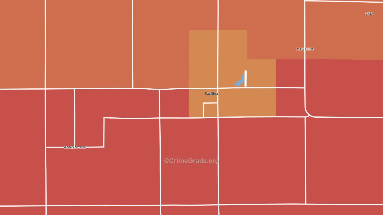 Paullina, IA Map of Murder Rates