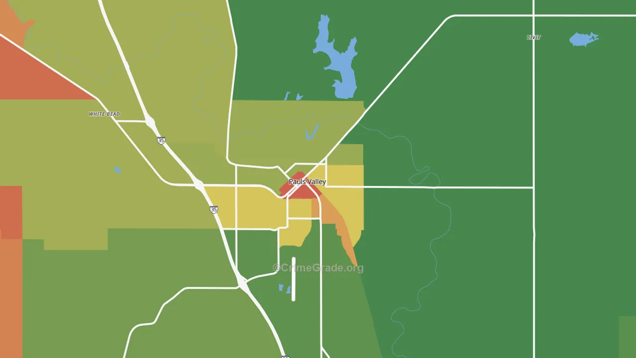 Pauls Valley, OK Map of Murder Rates