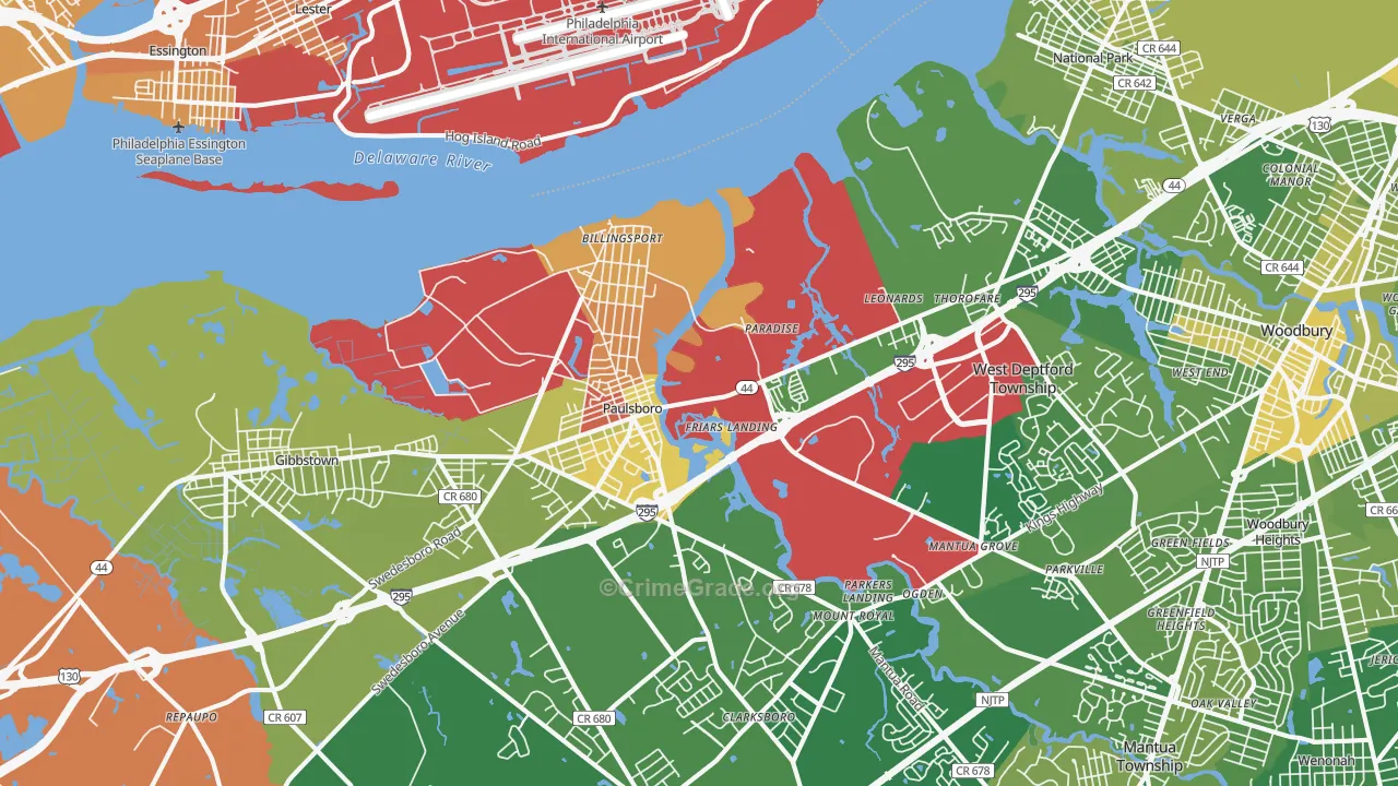 Paulsboro, NJ Map of Murder Rates