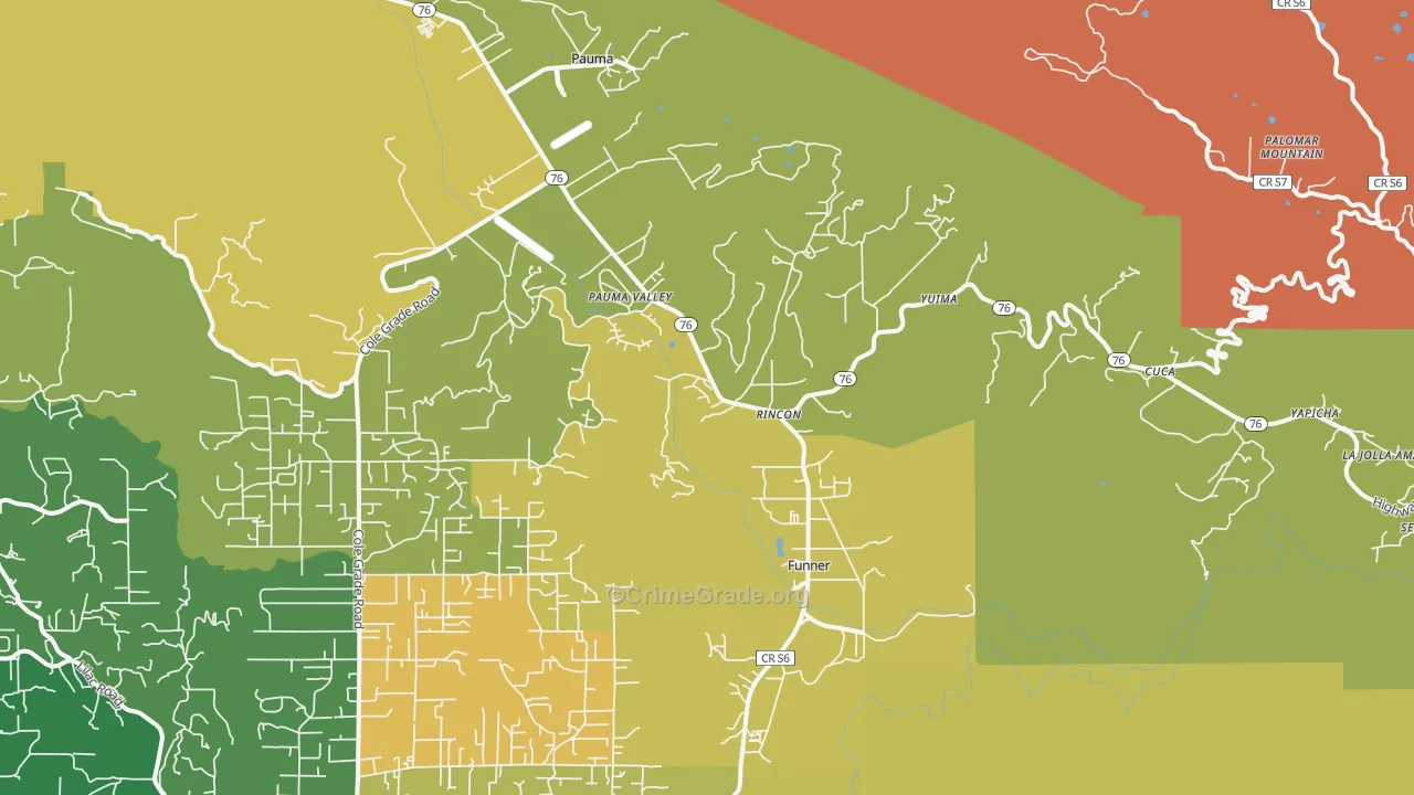 Pauma Valley, CA Map of Murder Rates