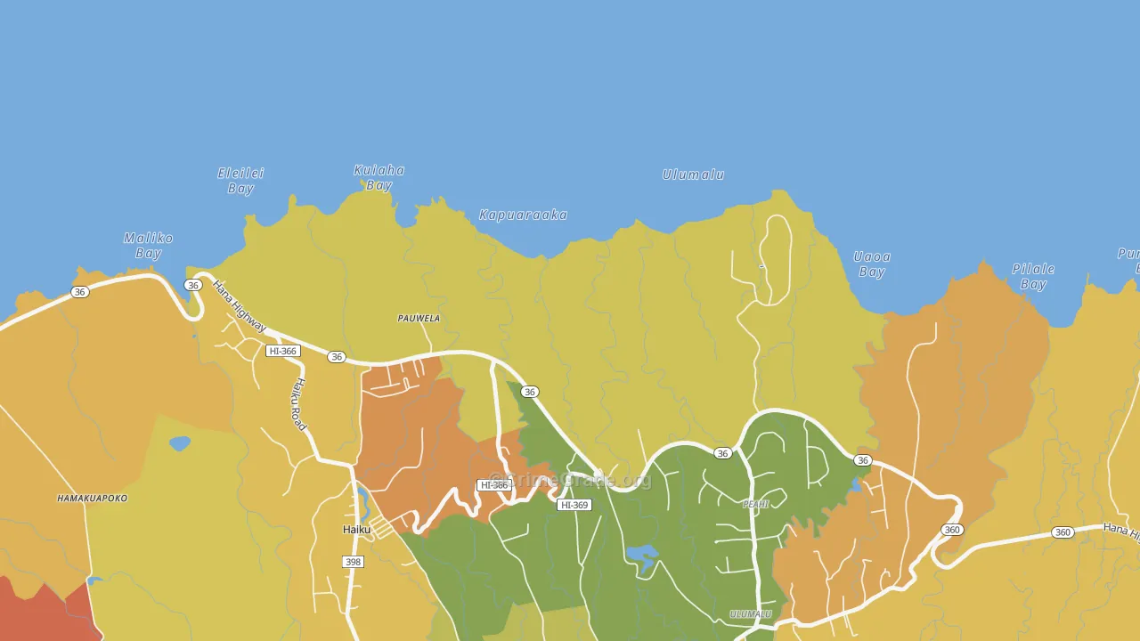 Pauwela, HI Map of Murder Rates