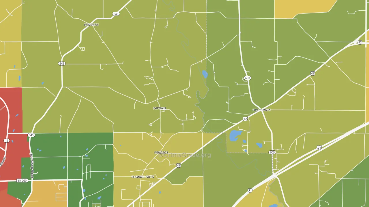 Pavonia, OH Map of Murder Rates