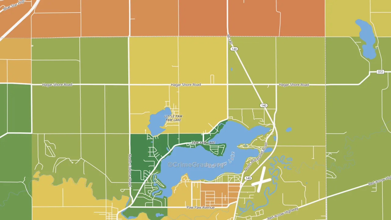Paw Paw Lake, MI Map of Murder Rates
