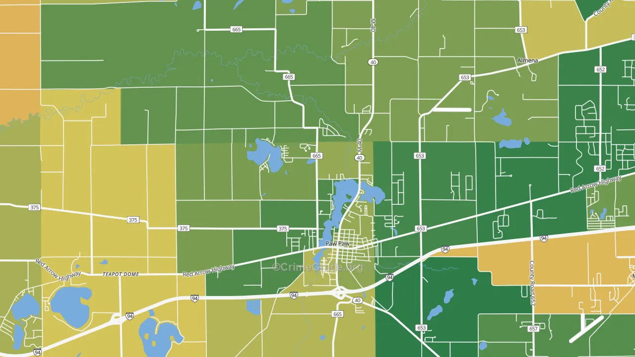 Paw Paw, MI Map of Murder Rates
