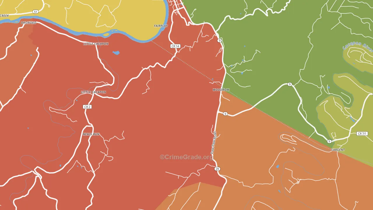Paw Paw, WV Map of Murder Rates