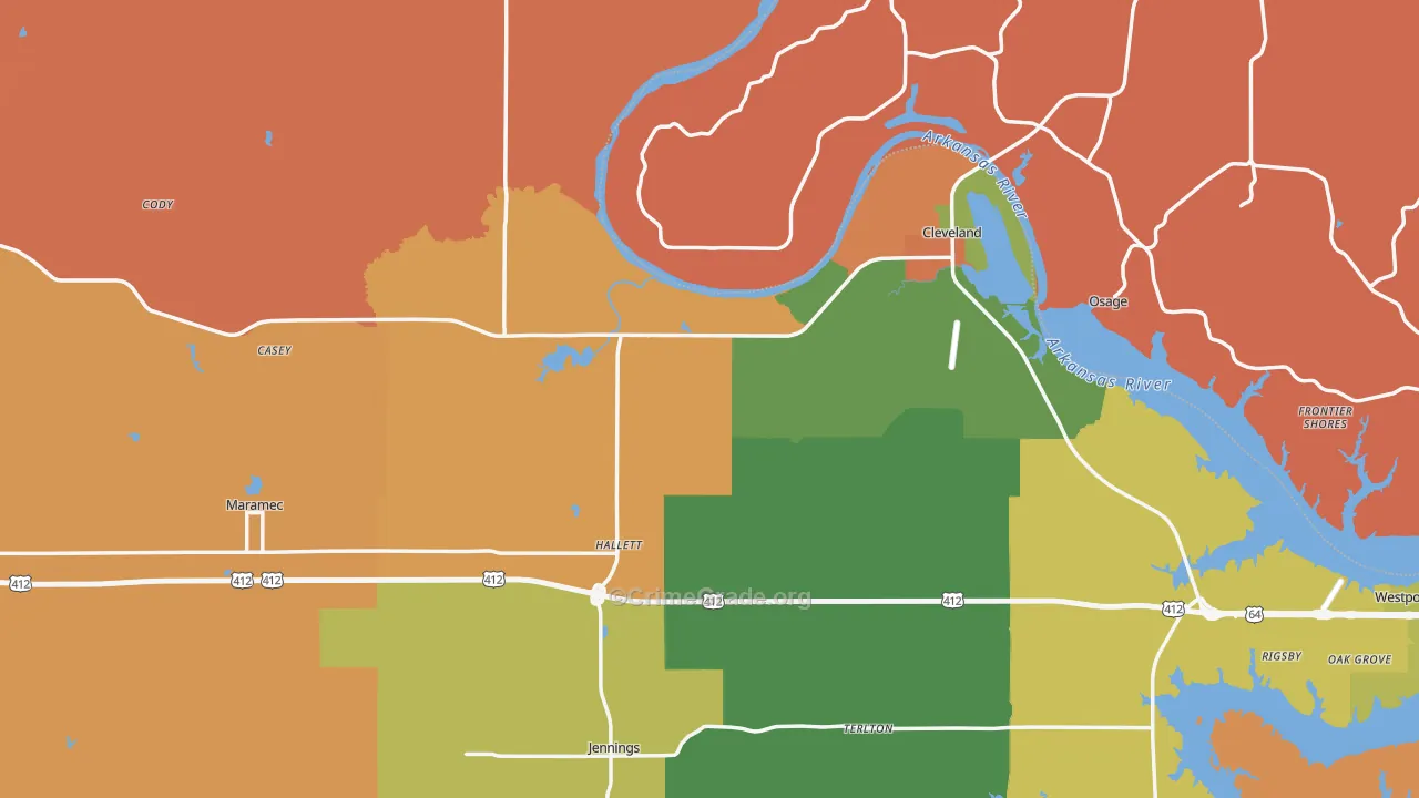 Pawnee County, OK Map of Murder Rates