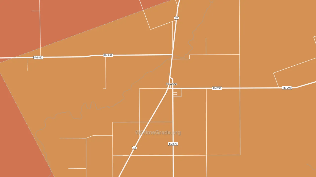 Pawnee, TX Map of Murder Rates
