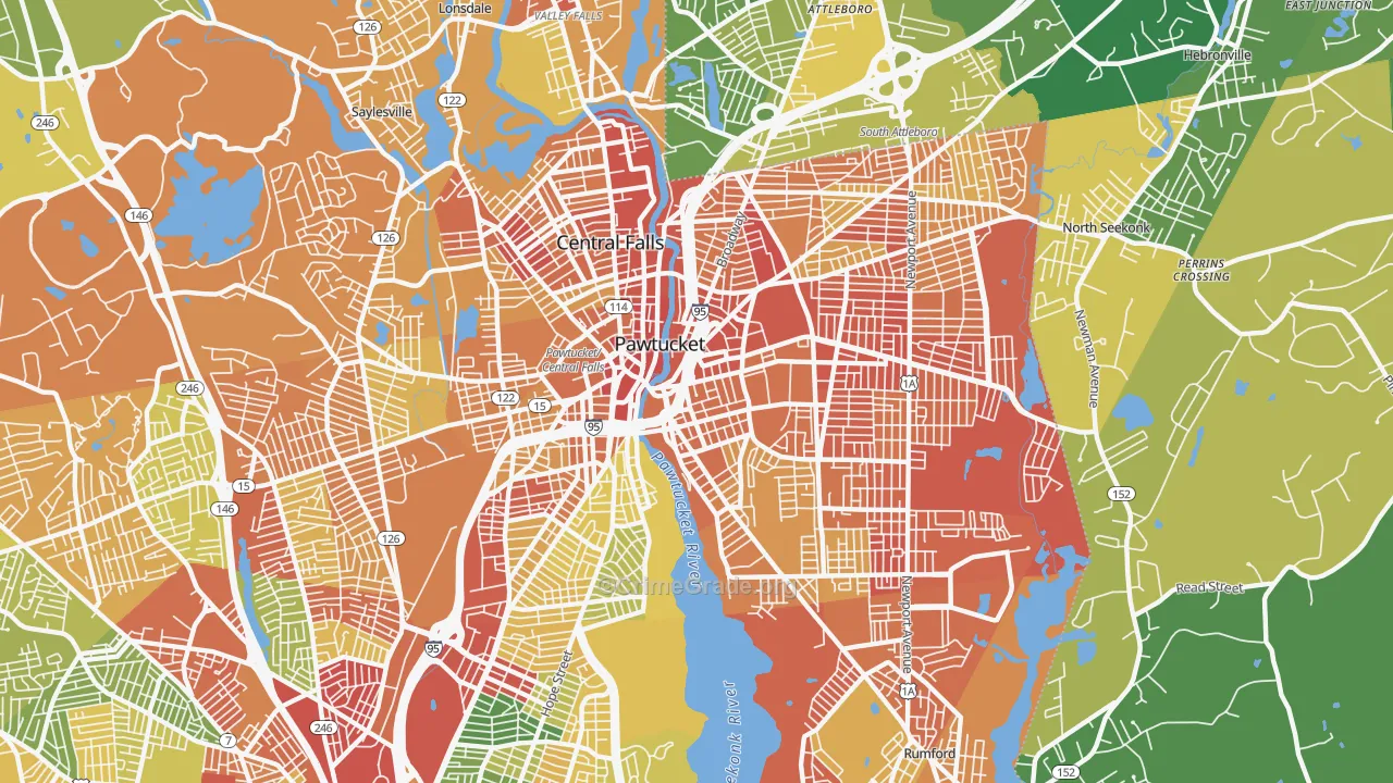 Pawtucket, RI Map of Murder Rates