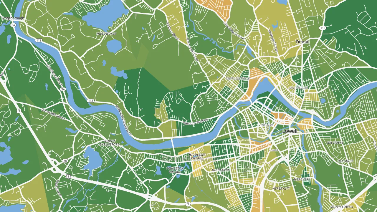 Pawtucketville, Lowell, MA Map of Murder Rates