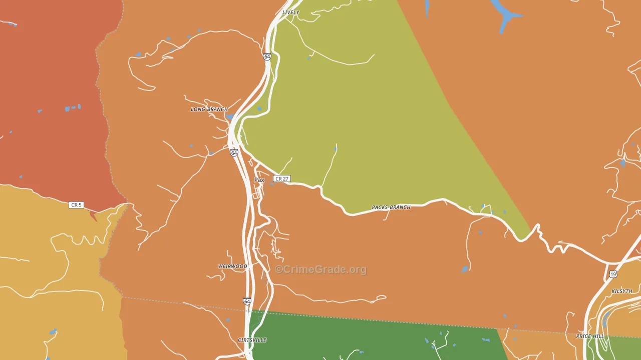 Pax, WV Map of Murder Rates