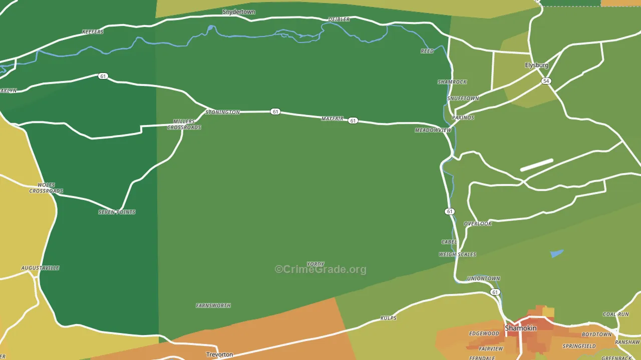 Paxinos, PA Map of Murder Rates