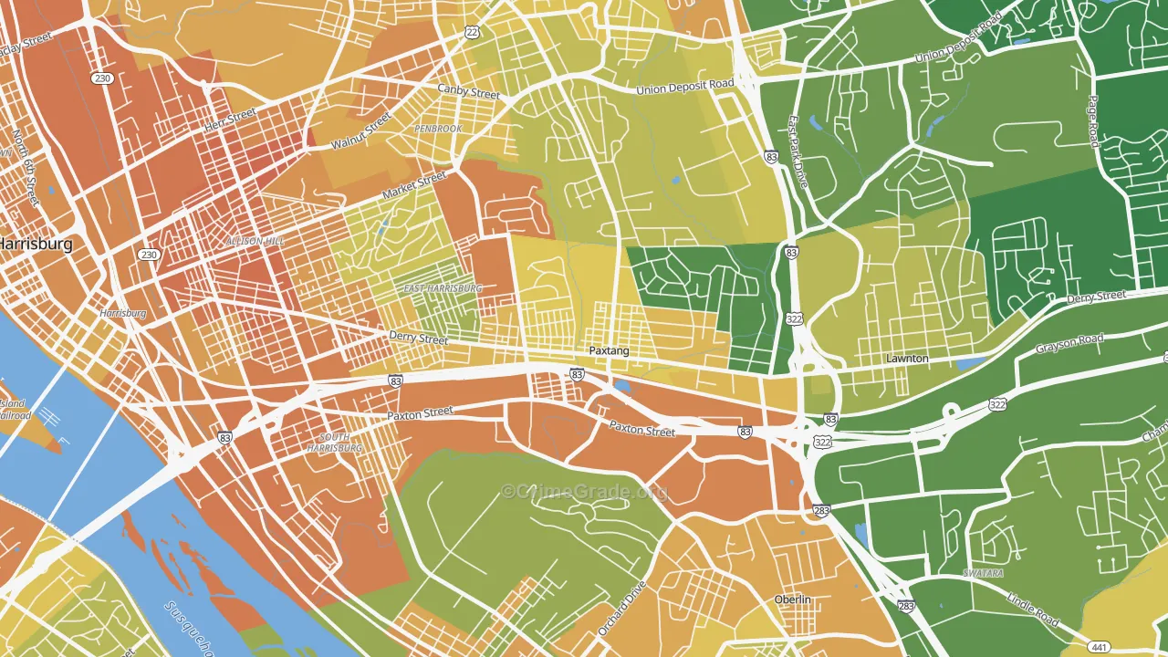 Paxtang, PA Map of Murder Rates