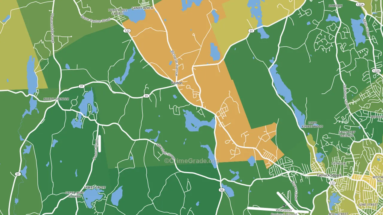 Paxton, MA Map of Murder Rates
