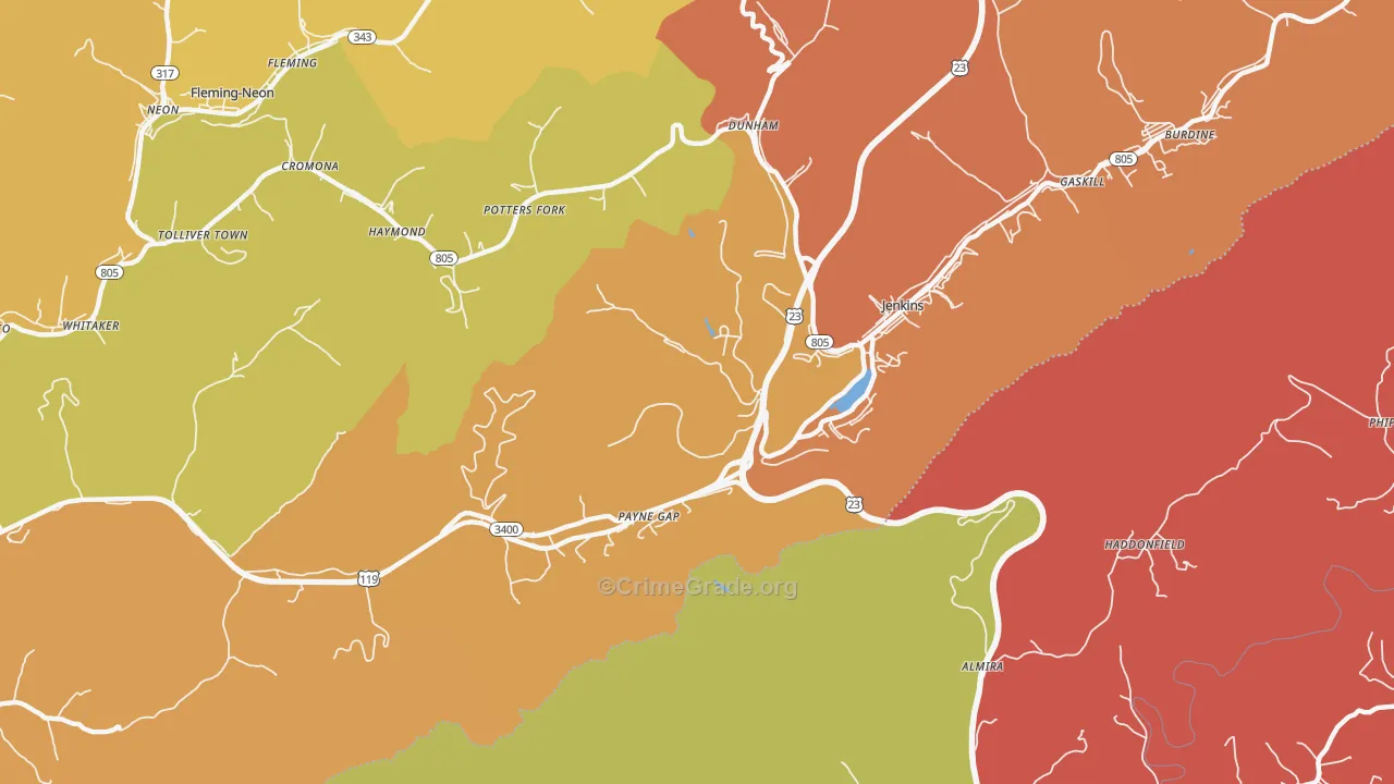 Payne Gap, KY Map of Murder Rates