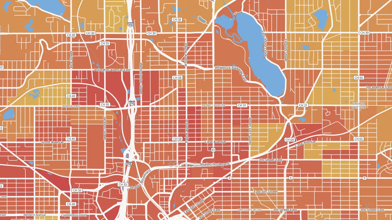 Payne Phallen, St. Paul, MN Map of Murder Rates