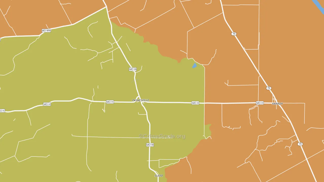 Paynesville, MO Map of Murder Rates