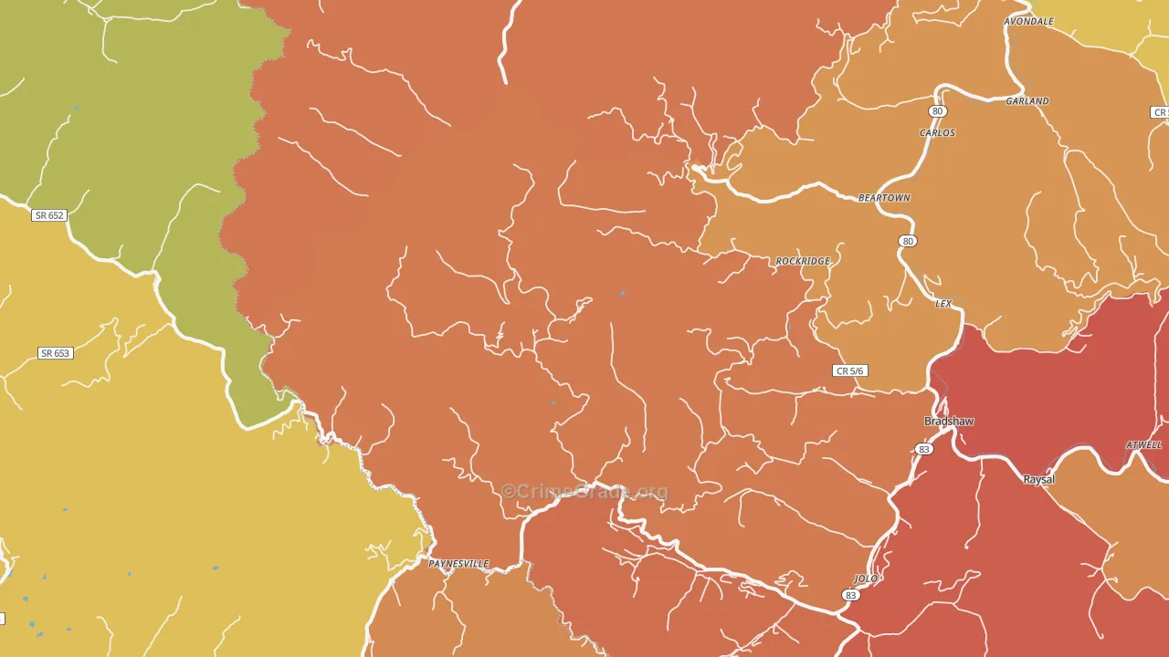 Paynesville, WV Map of Murder Rates