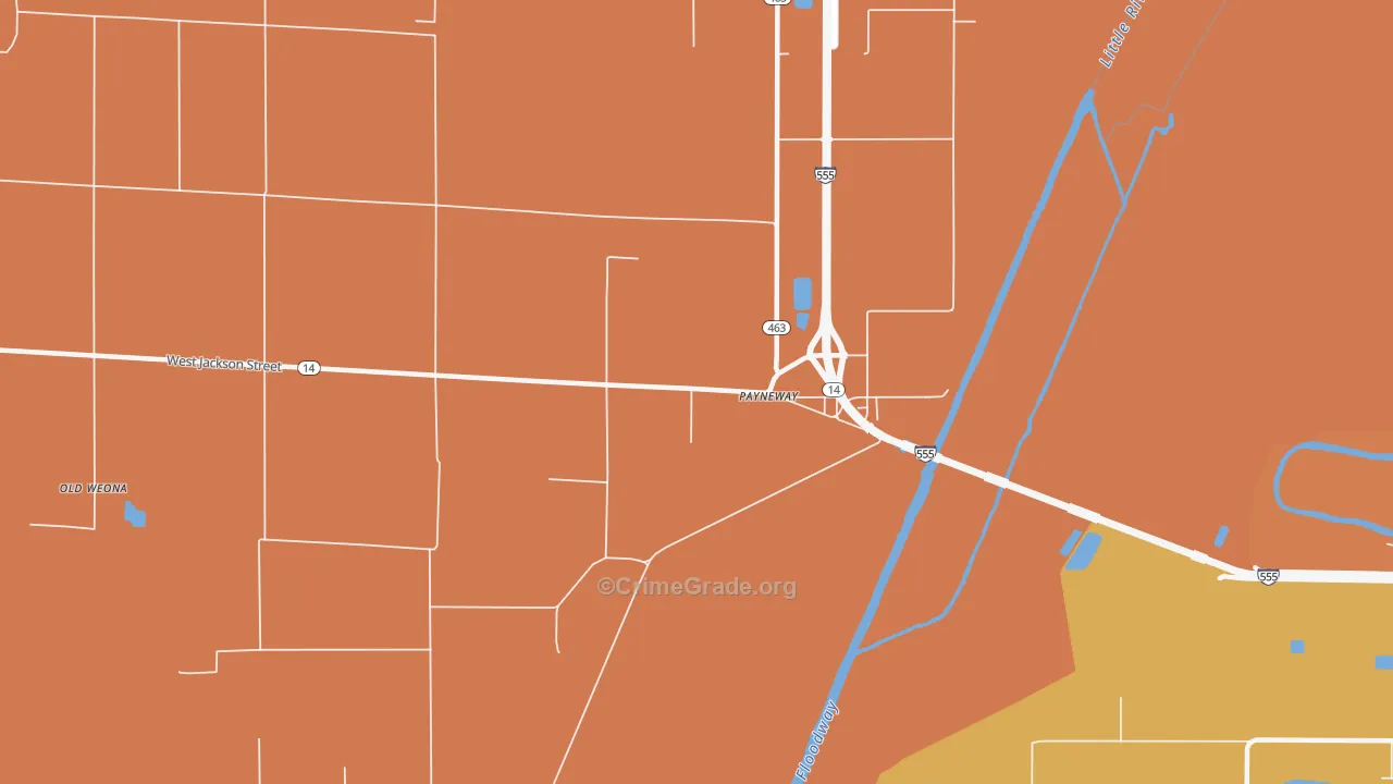Payneway, AR Map of Murder Rates