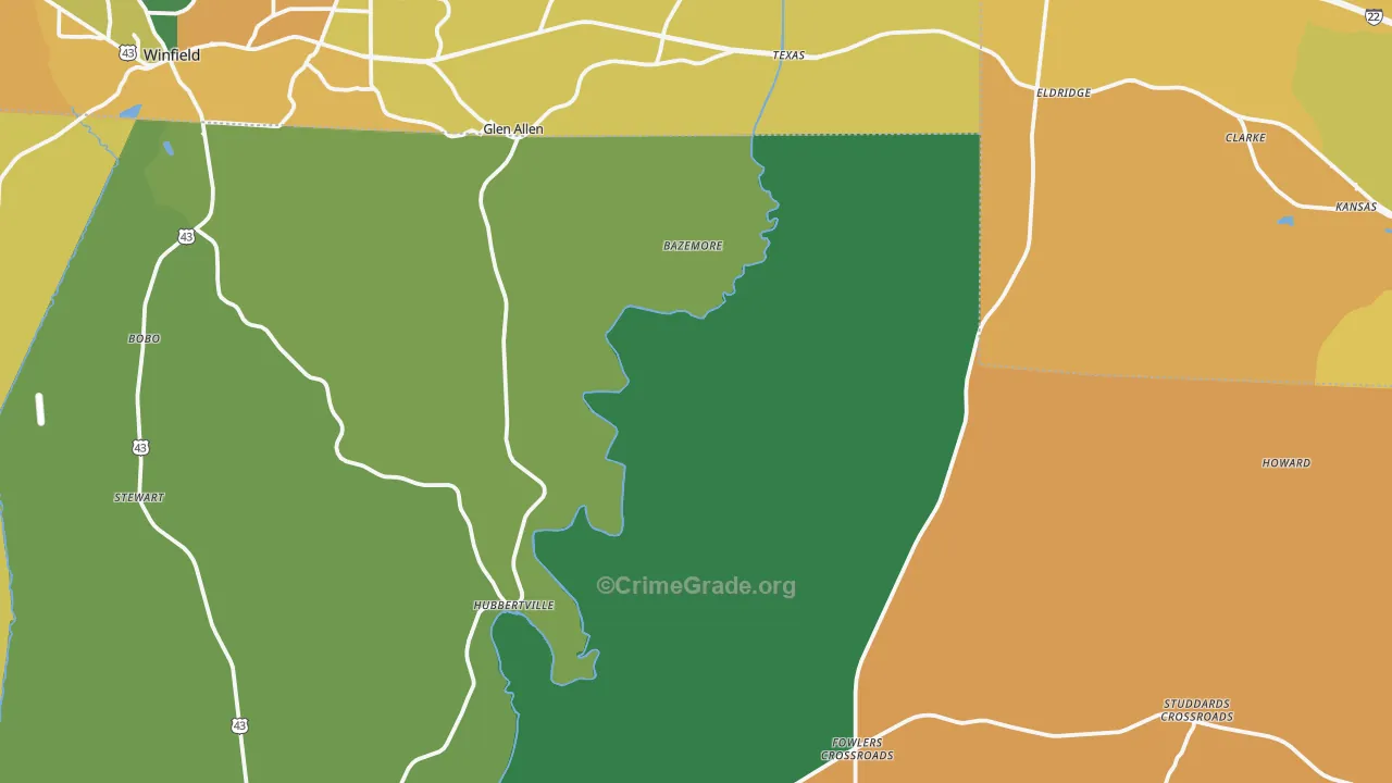 Pea Ridge, AL Map of Murder Rates