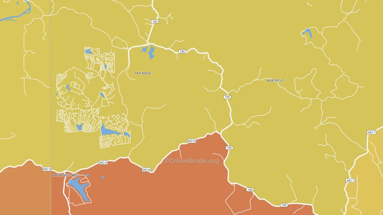Pea Ridge, MO Map of Murder Rates