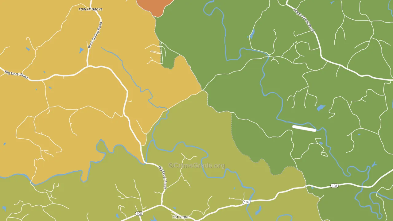 Pea Ridge, NC Map of Murder Rates