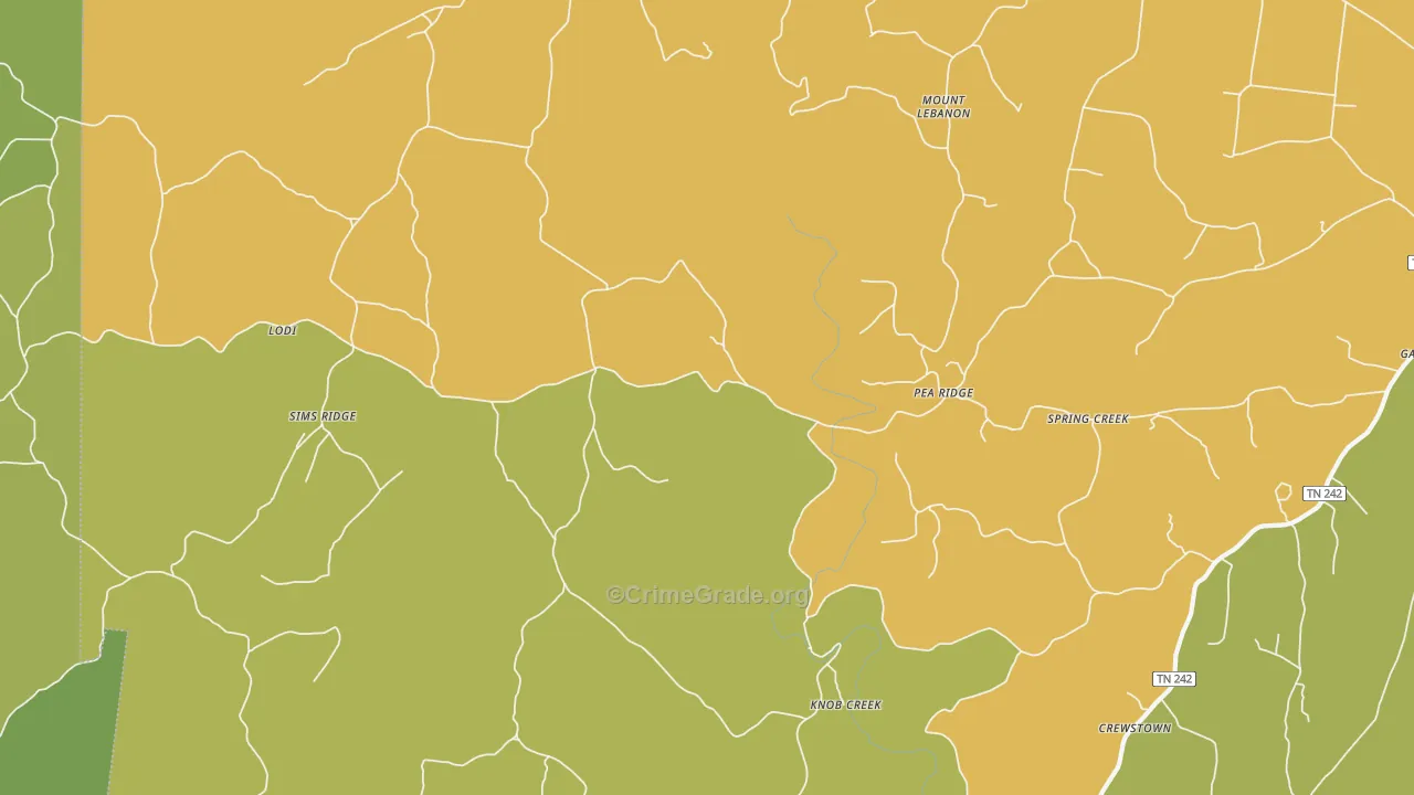 Pea Ridge, TN Map of Murder Rates