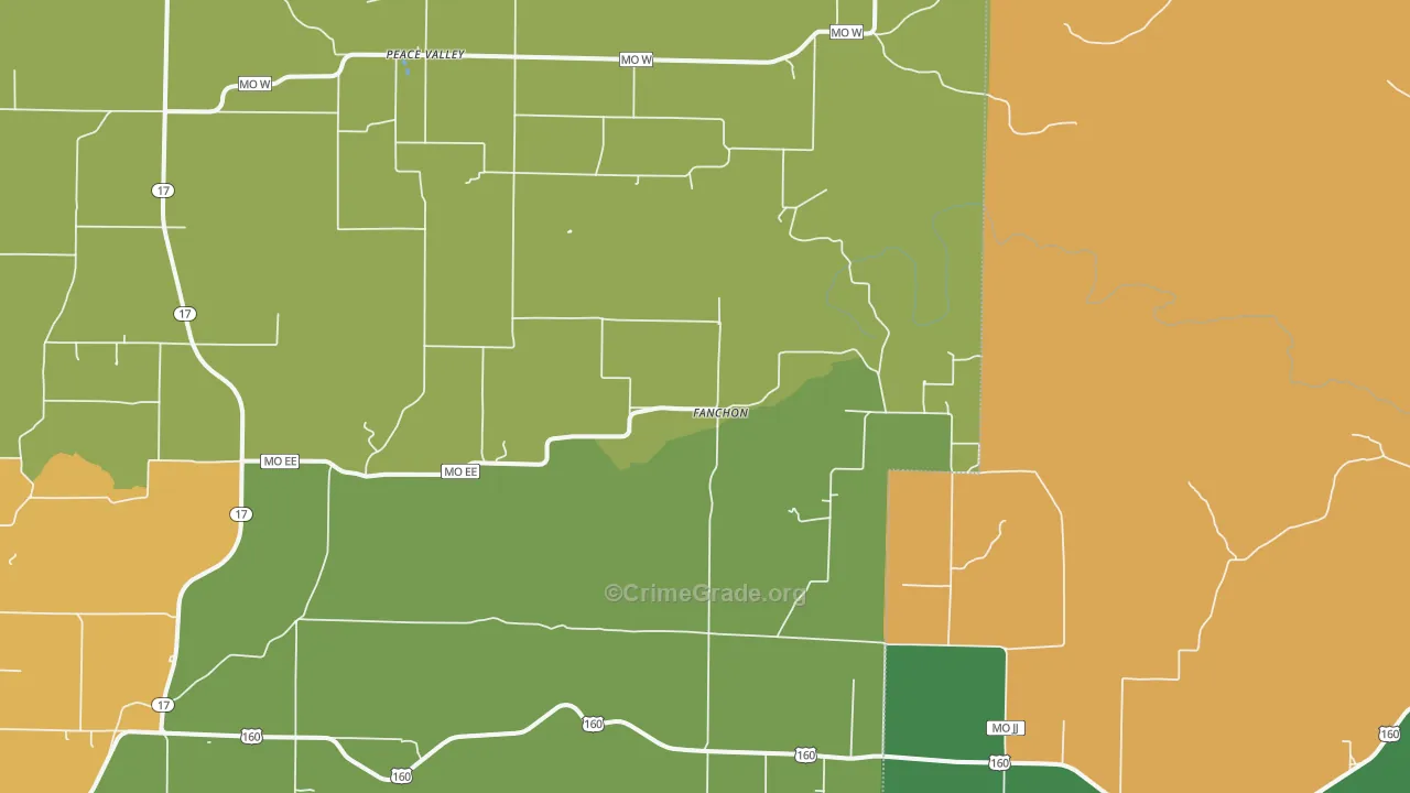 Peace Valley, MO Map of Murder Rates
