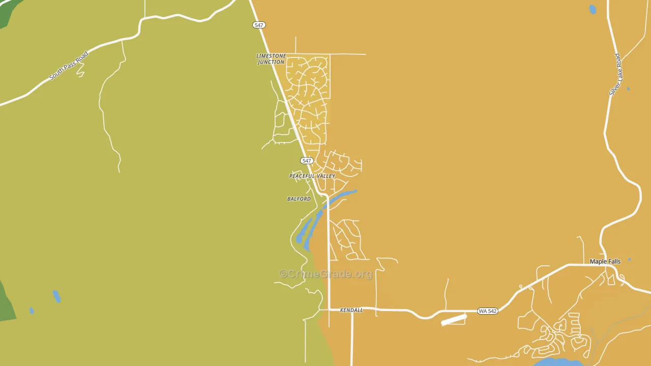 Peaceful Valley, WA Map of Murder Rates