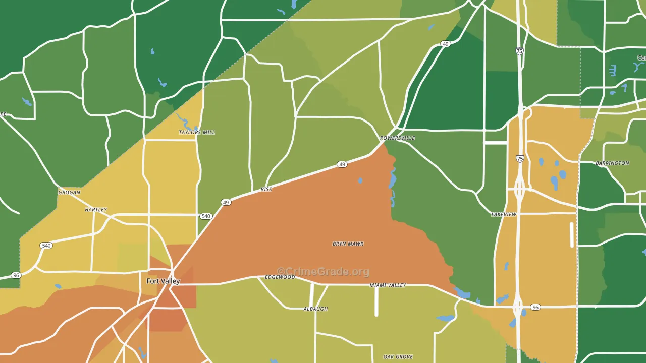 Peach County, GA Map of Murder Rates