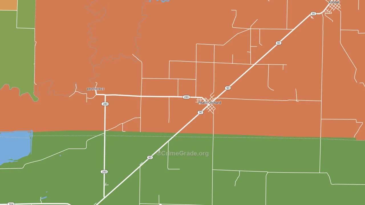 Peach Orchard, AR Map of Murder Rates
