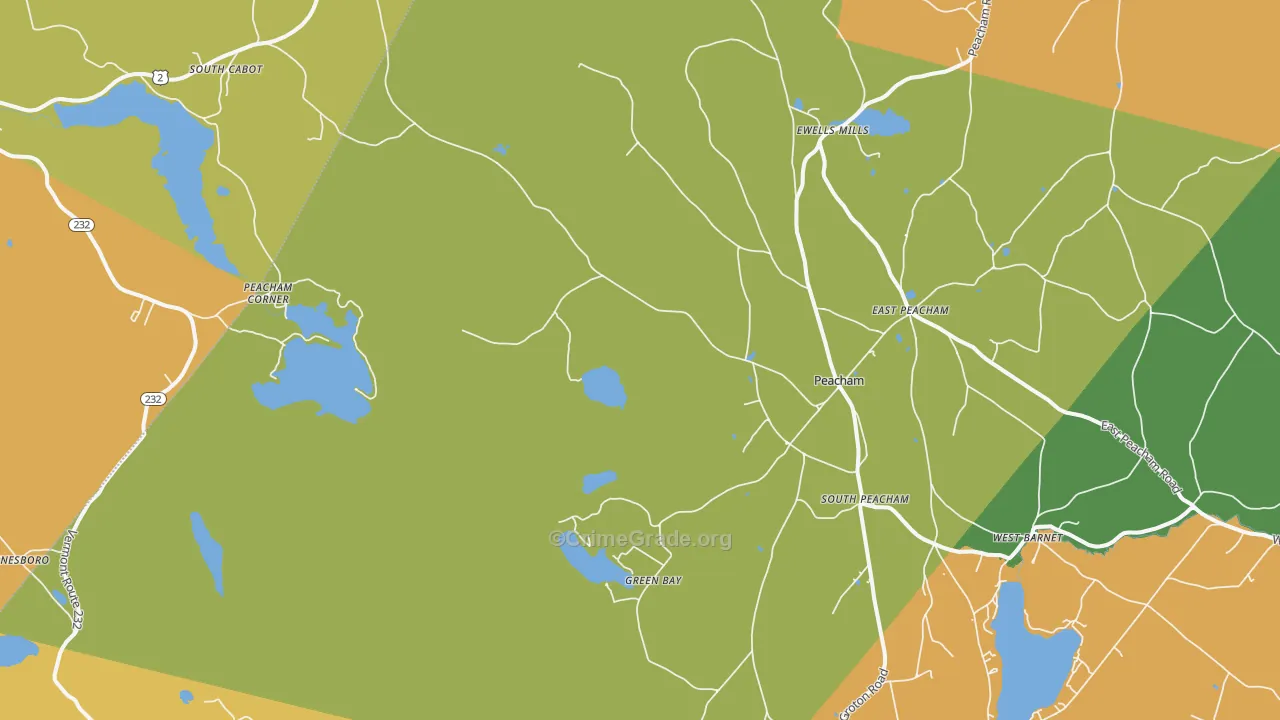 Peacham, VT Map of Murder Rates