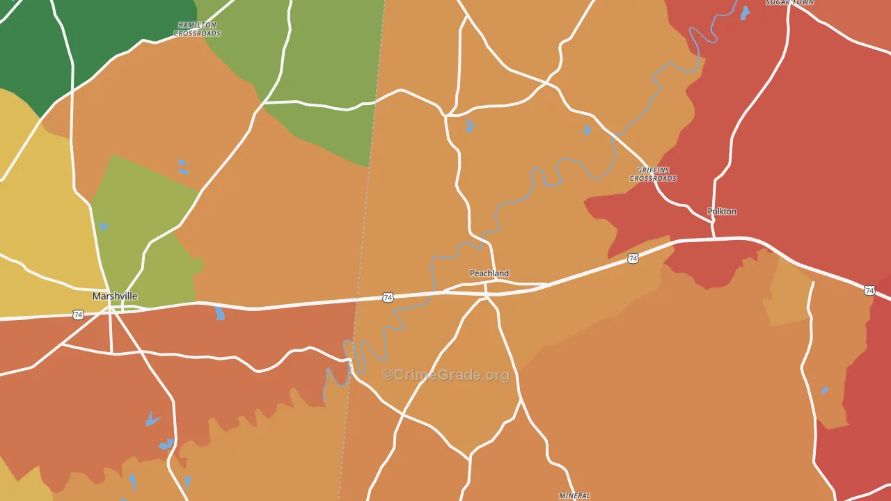 Peachland, NC Map of Murder Rates