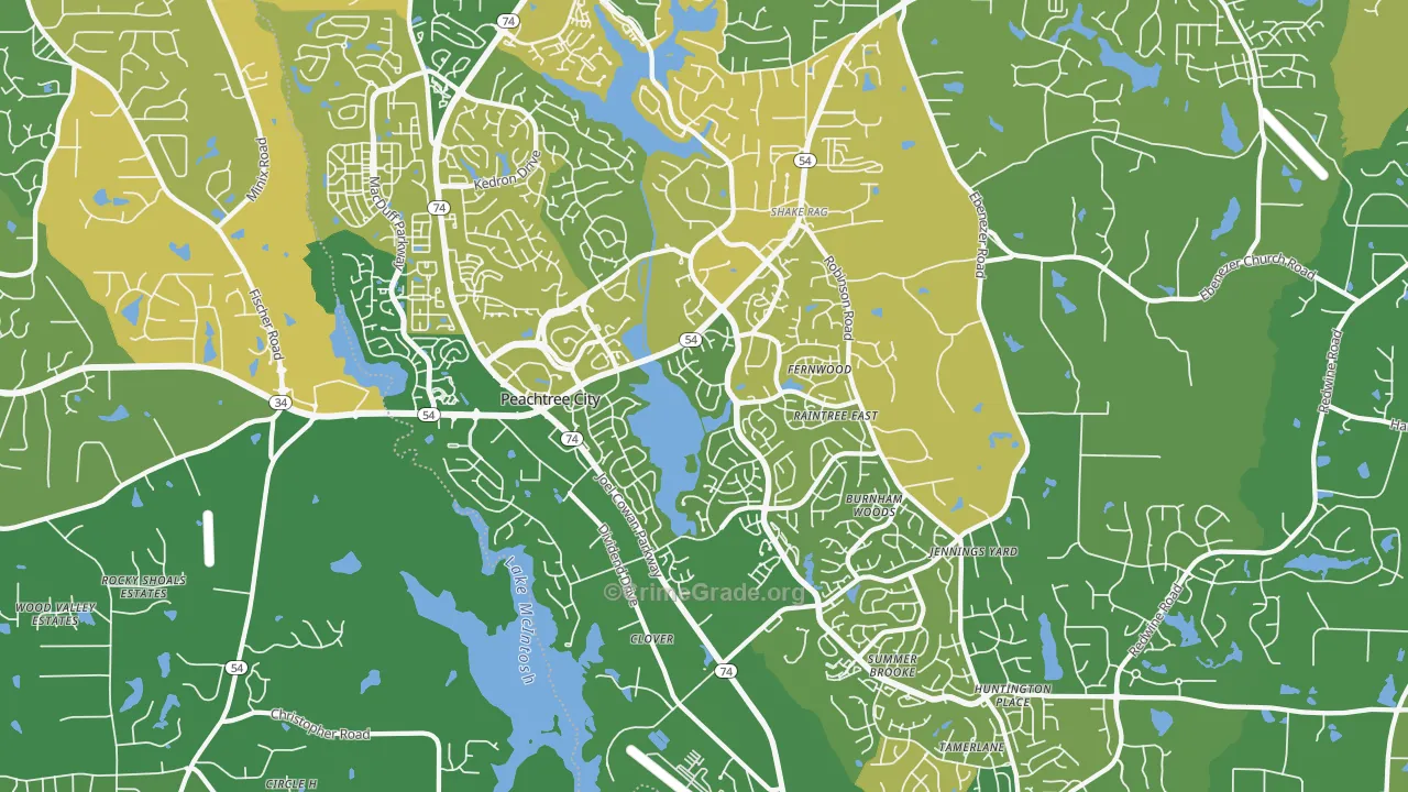 Peachtree City, GA Map of Murder Rates