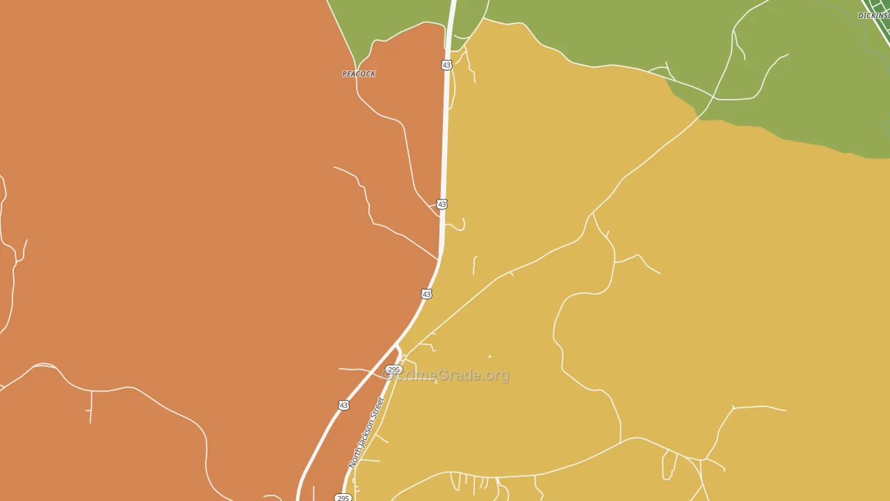 Peacock, AL Map of Murder Rates