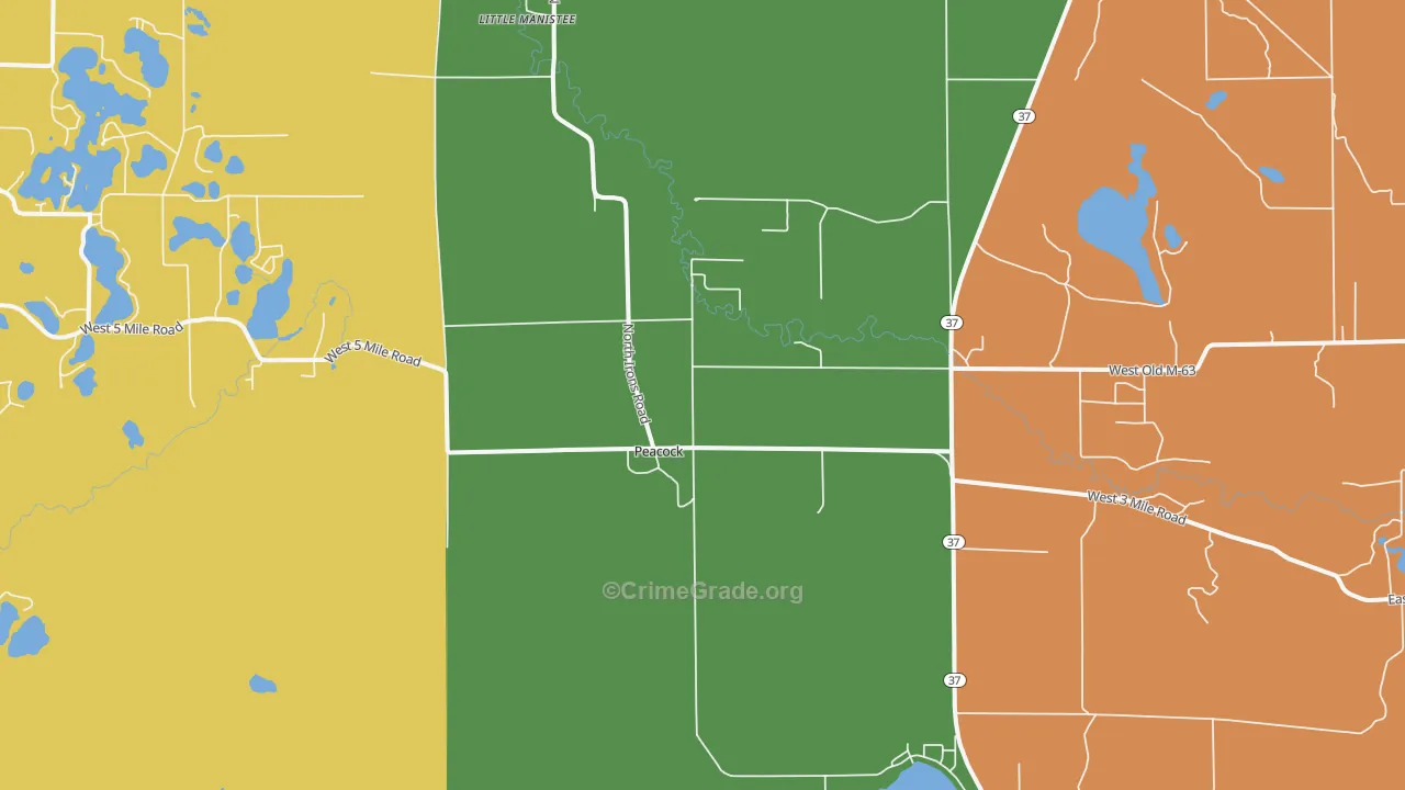 Peacock, MI Map of Murder Rates