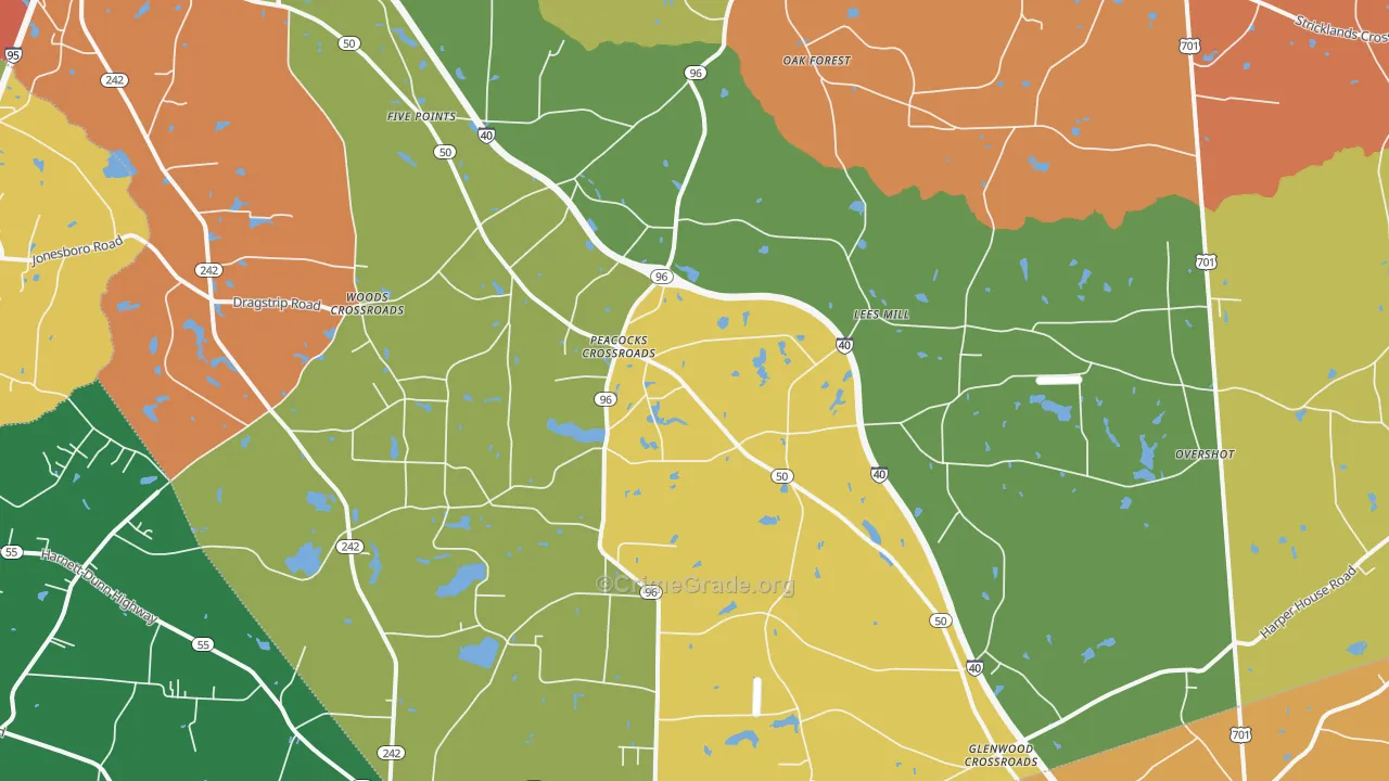 Peacocks Crossroads, NC Map of Murder Rates