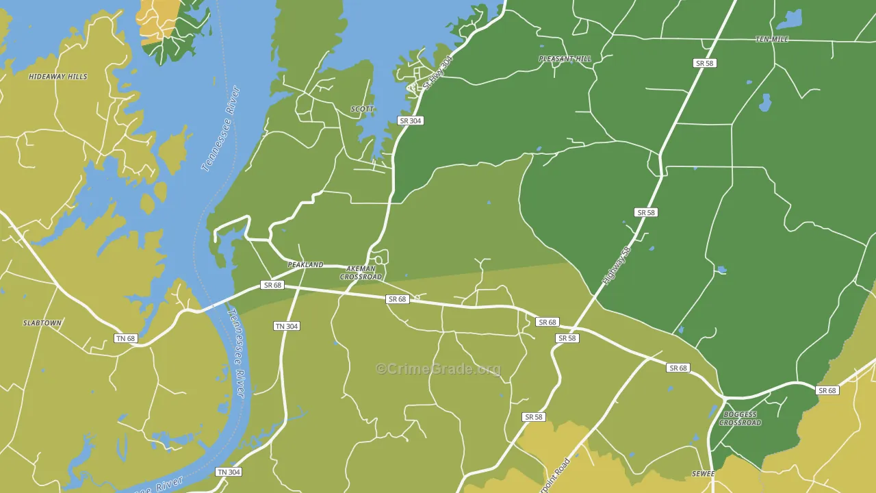 Peakland, TN Map of Murder Rates