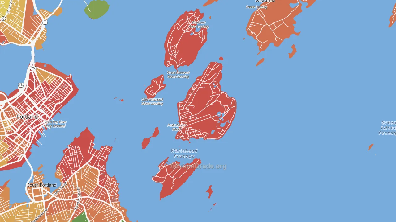 Peaks Island, ME Map of Murder Rates