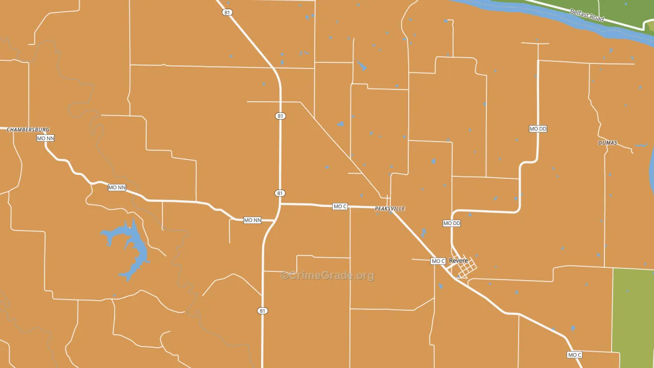 Peaksville, MO Map of Murder Rates
