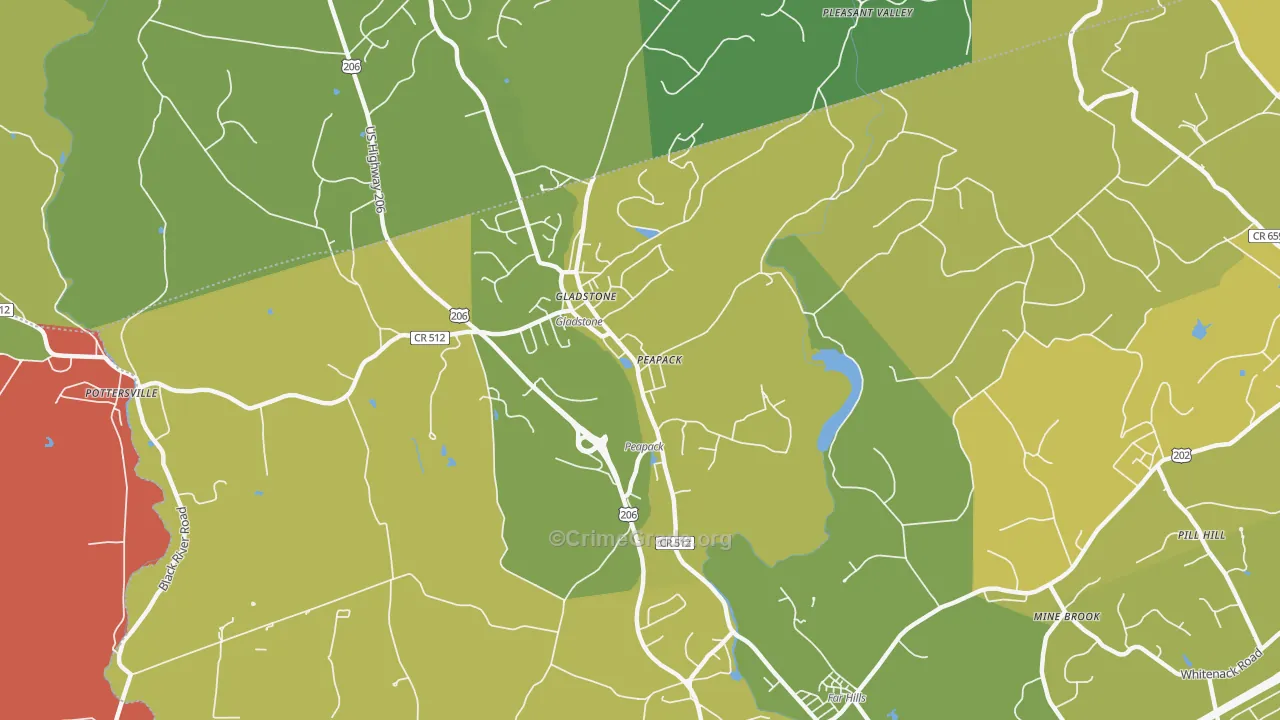 Peapack and Gladstone, NJ Map of Murder Rates