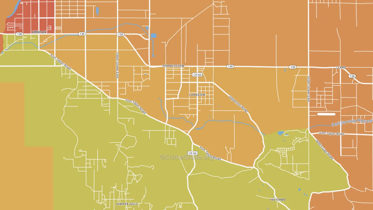 Pearblossom, CA Map of Murder Rates